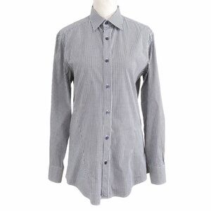 Z ZEGNA BLACK & WHITE HOUNDSTOOTH DROP & FIT BUTTON FRONT BLOUSE - 37 (14)